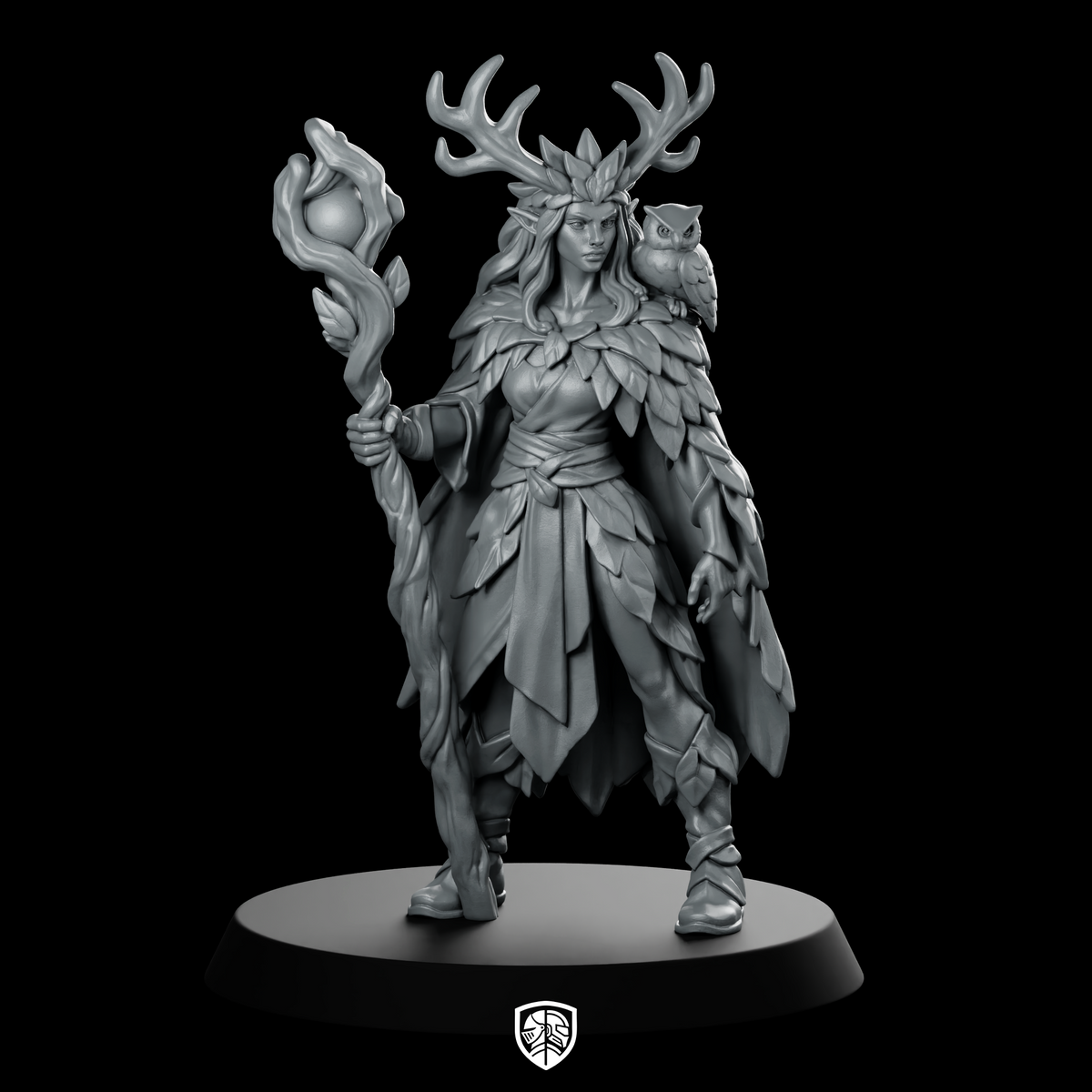 Female Wood Elf Druid With Staff Miniature