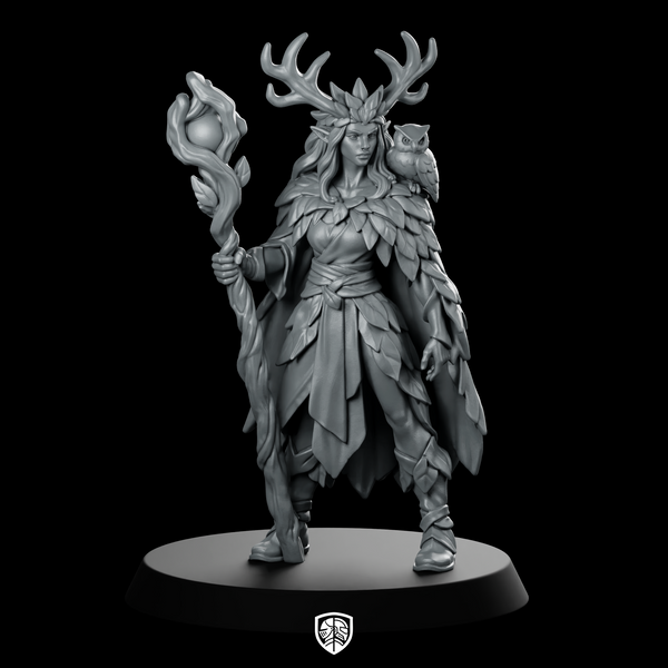 Female Wood Elf Druid With Staff Miniature