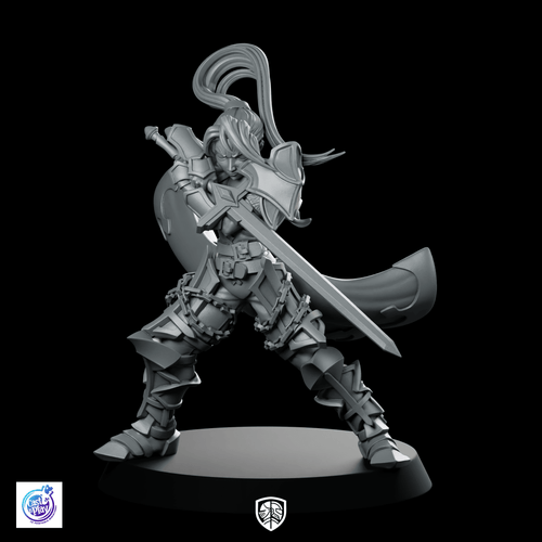 Fighter Poising Miniature Sword Maiden - CastNPlay - We Print Miniatures