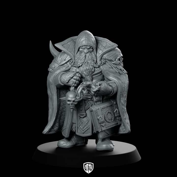 Fosan Merryforged, figurine de mage nain à capuche