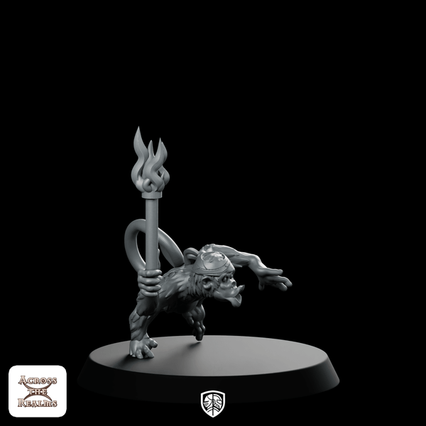 George, The Monkey Miniature Goblin Torchbearer - Across The Realms - We Print Miniatures