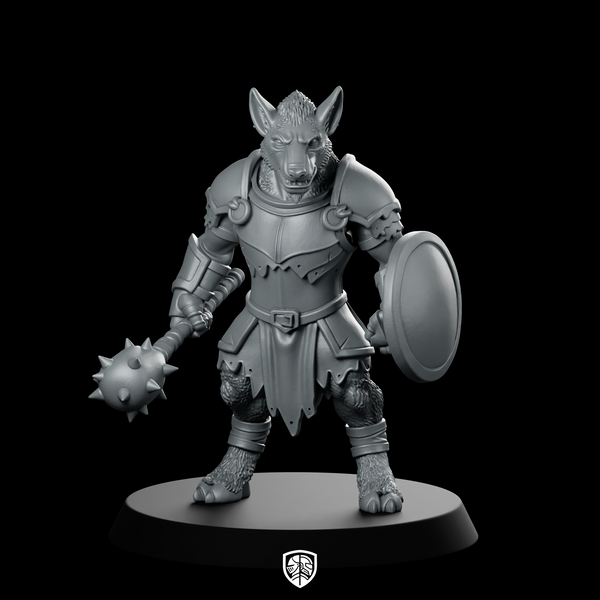 Gnoll With Mace And Shield Miniature Warrior