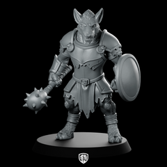 Gnoll With Mace And Shield Miniature Warrior