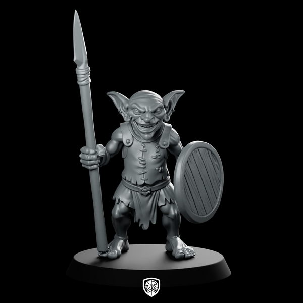 Goblin With Spear And Shield Miniature Warrior