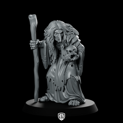 Green Hag With Walking Stick And Miniature