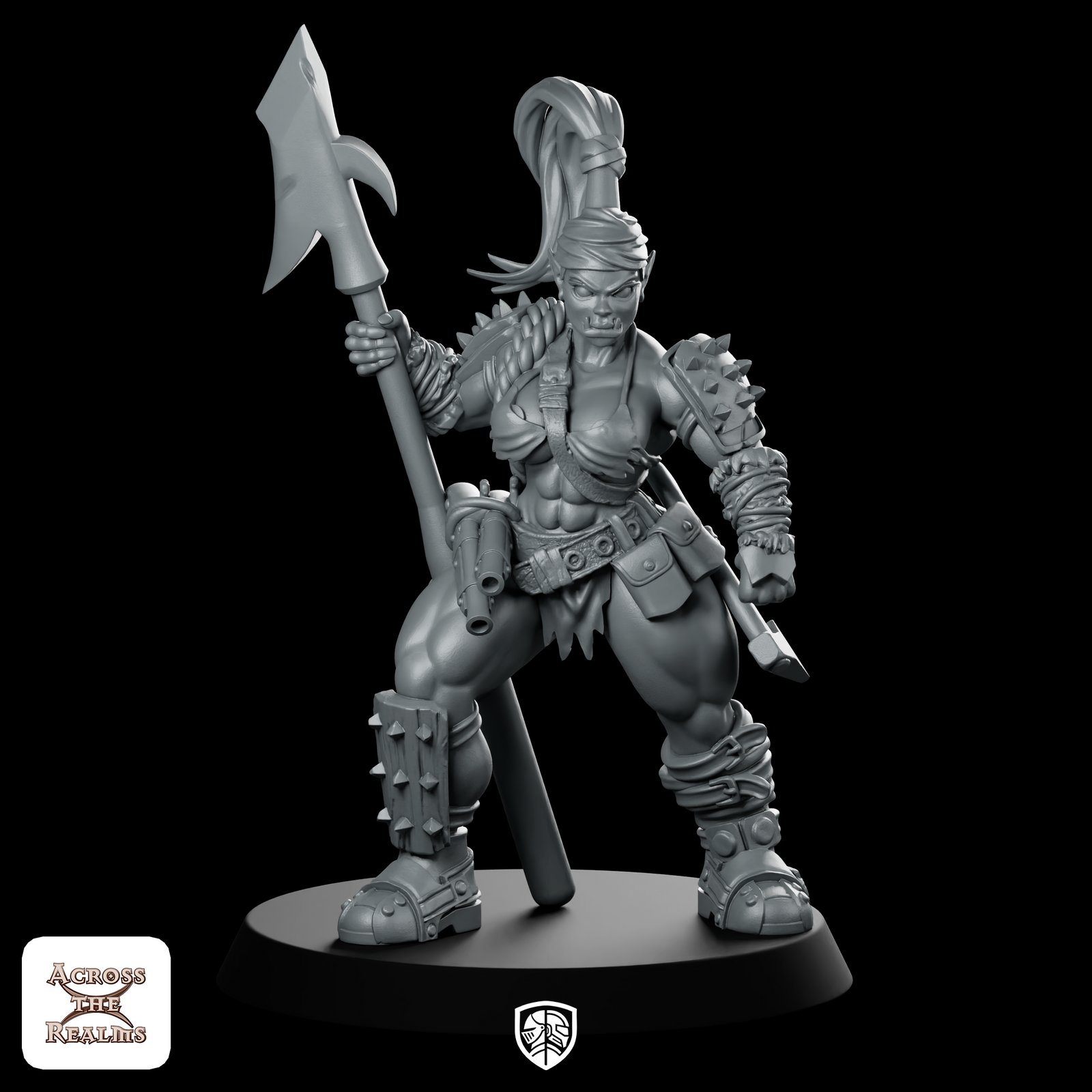 Half Orc Female Bucaneer Miniature Orc Halberdier