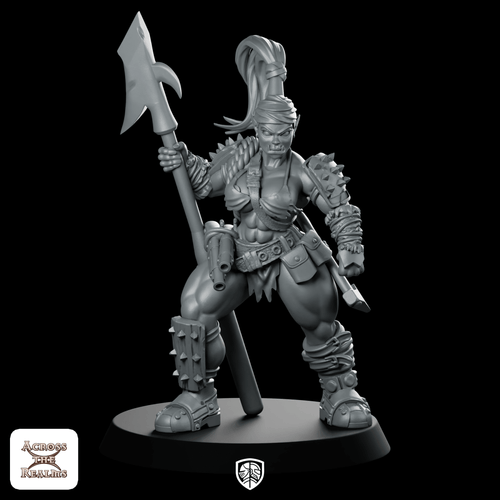 Half Orc Female Bucaneer Miniature Orc Halberdier - Across The Realms - We Print Miniatures