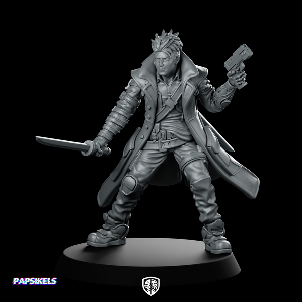 Human Male Street Samurai Winter 2 Miniature