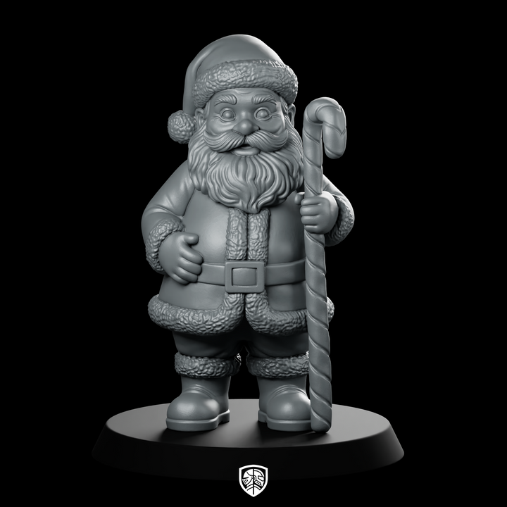 Jolly Santa With Candy Cane Miniature Christmas