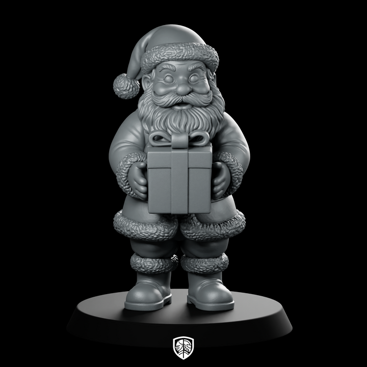 Jolly Santa With Present Miniature Christmas Gift