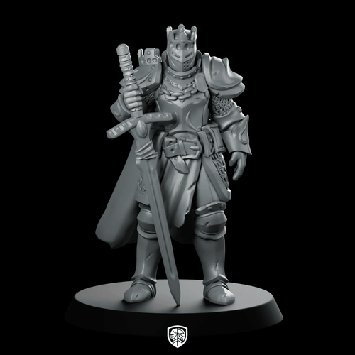 King Armor03 Miniature Crowned Knight Sword - Galaad - We Print Miniatures