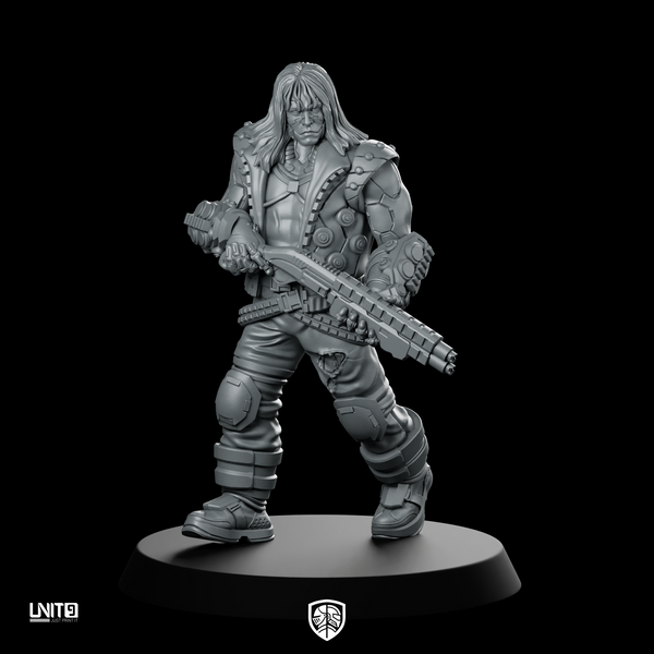 Lars “Warbeat” Halden Pose1 Miniature Cybernetic Mercenary