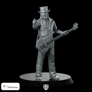 Lemmy Miniatuur Rockbassist Schedel Hoge Hoed Gitarist