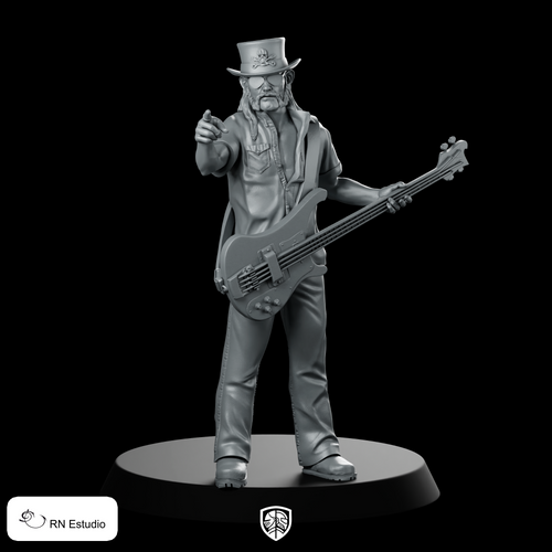 Lemmy Miniature Rock Bassist Skull TopHat Guitarist