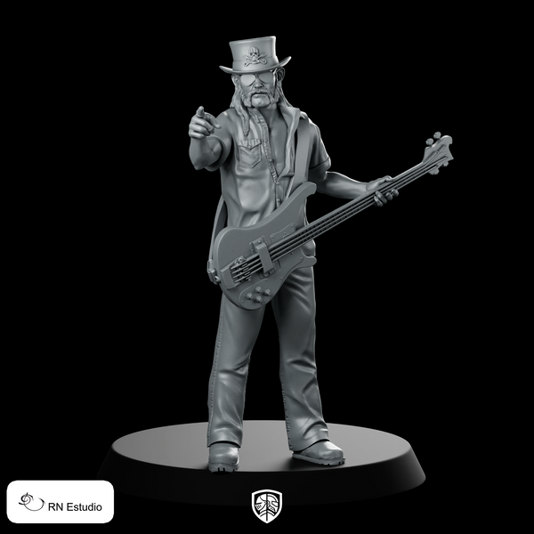 Lemmy Miniature Rock Bassist Skull TopHat Guitarist