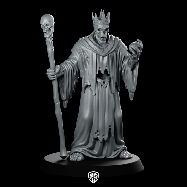 Lich With Skull Staff And Orb Miniature