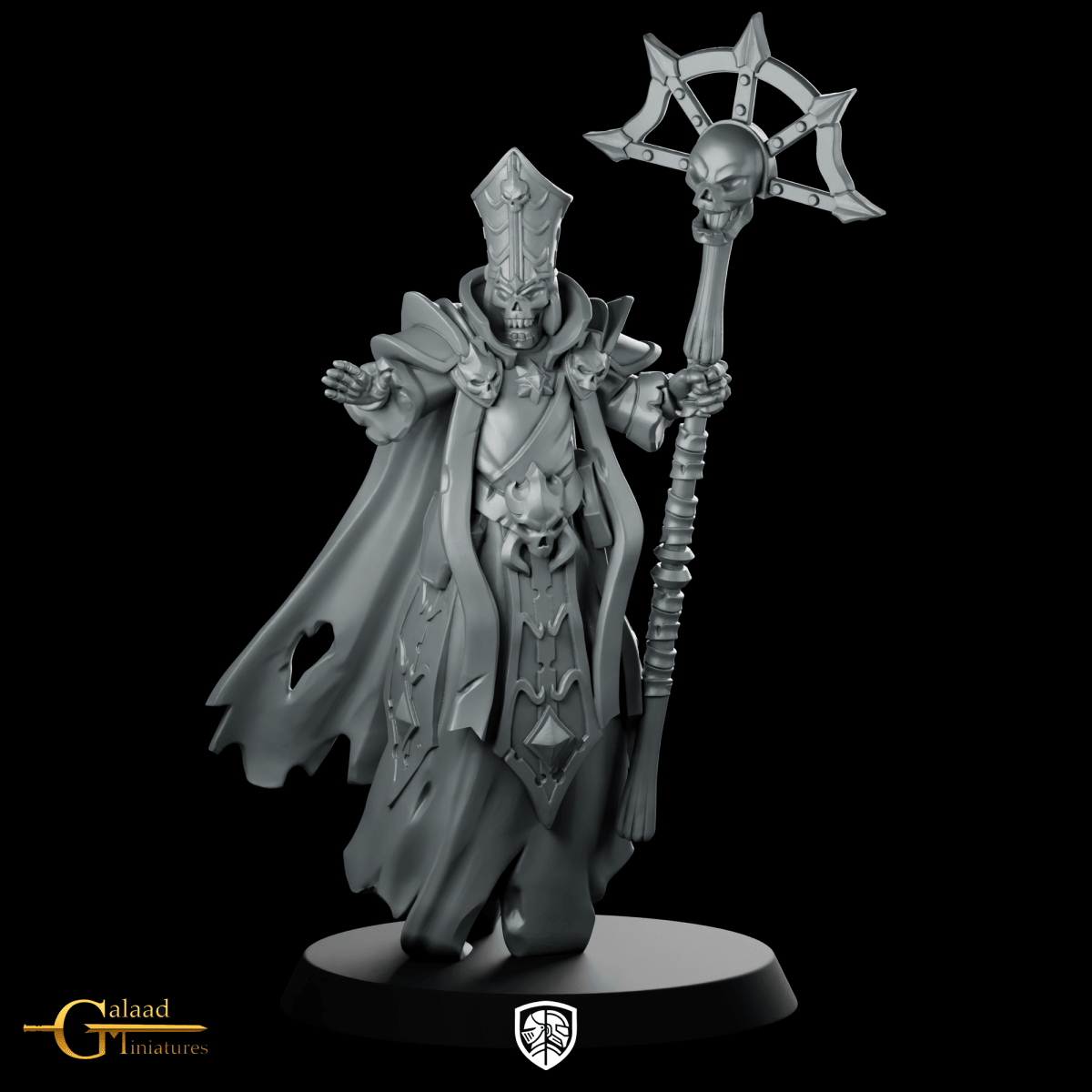 Lych 01 Miniature Undead Necromancer Lich Priest - Galaad - We Print Miniatures