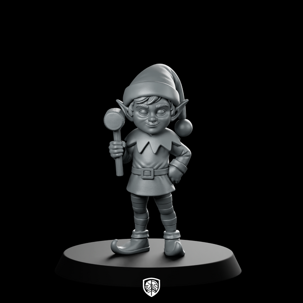 Male Christmas Elf With Mallet Miniature Toymaker