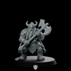 Male Dwarf Fighter With Greataxe Miniature Horned