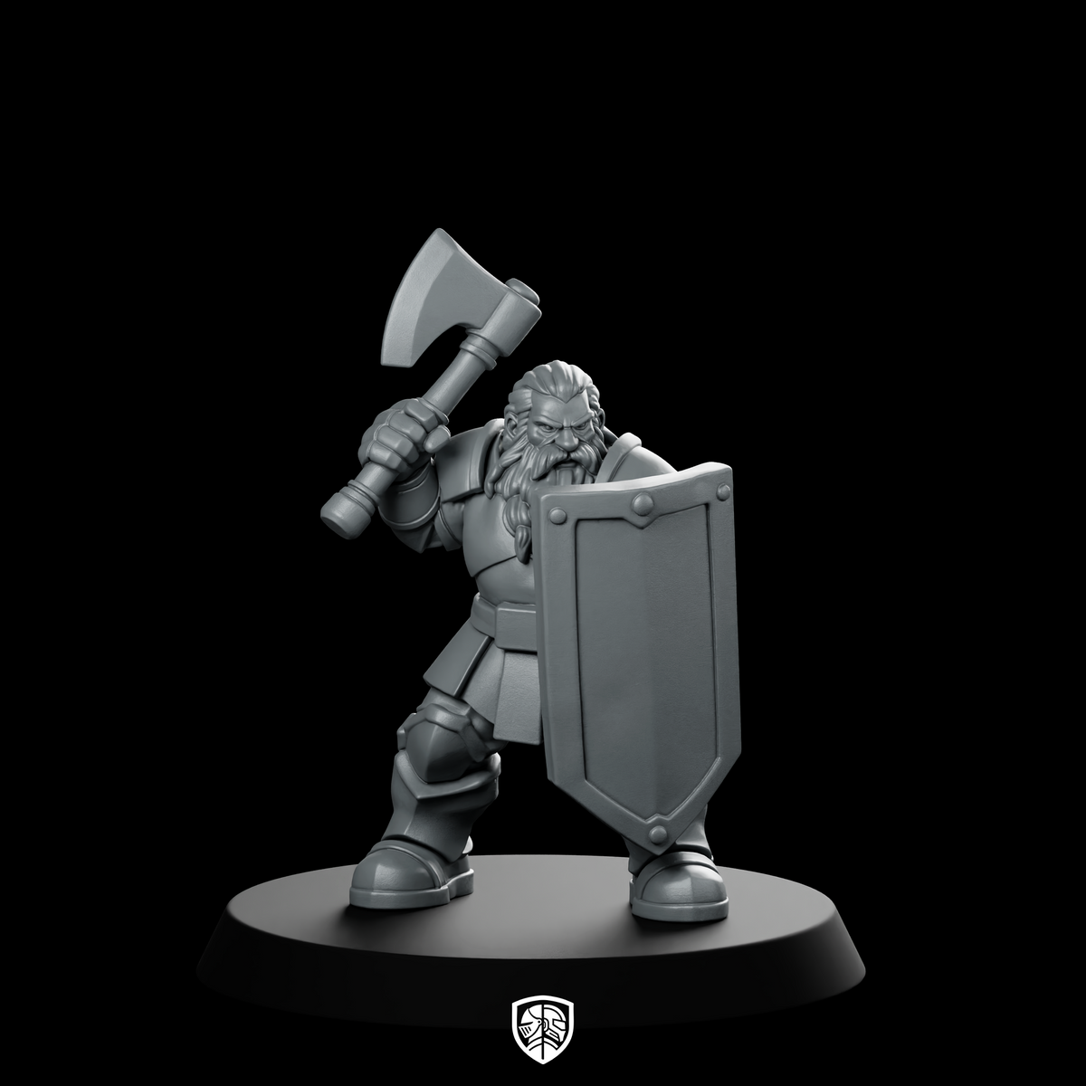 Male Dwarf Fighter With Tower Shield Miniature