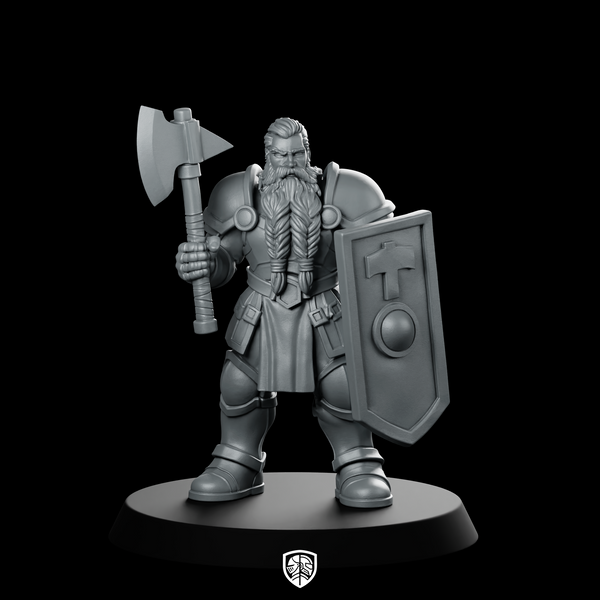 Male Dwarf Fighter With Tower Shield Miniature