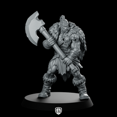 Male Half Orc Barbarian With Greataxe Miniature