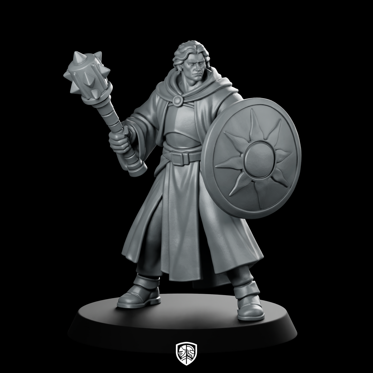 Male Human Cleric With Mace And Miniature