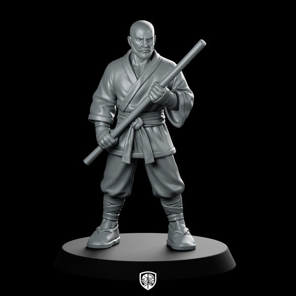 Male Human Monk With Quarterstaff Miniature