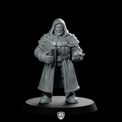 Male Human Warlock With Tome And Miniature