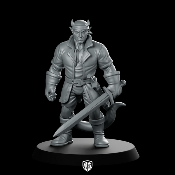 Male Tiefling Rogue With Sword Miniature Swordsman