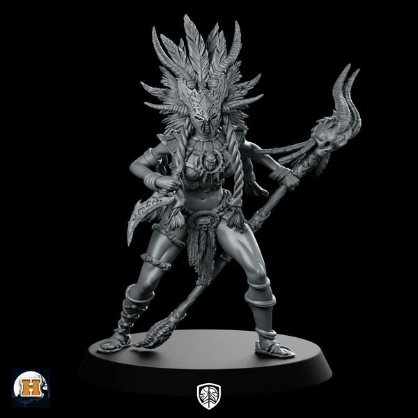 Nyssira 32Mm Miniature Tribal Shaman Huntress