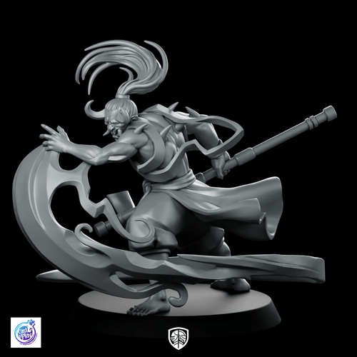 Oni Shaman Product Render Miniature Oni Glaive - CastNPlay - We Print Miniatures