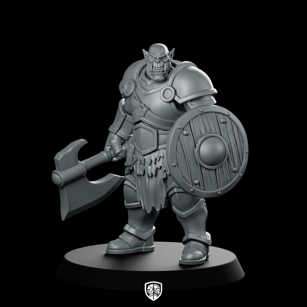 Orc Warrior With Axe And Shield Miniature