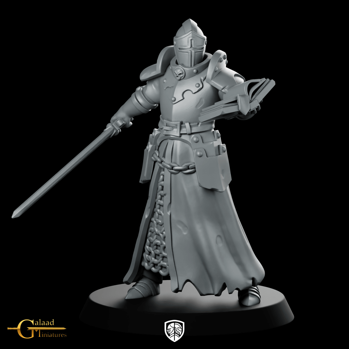 Priest Hold Book 2 Miniature Armoured Knight - Galaad - We Print Miniatures