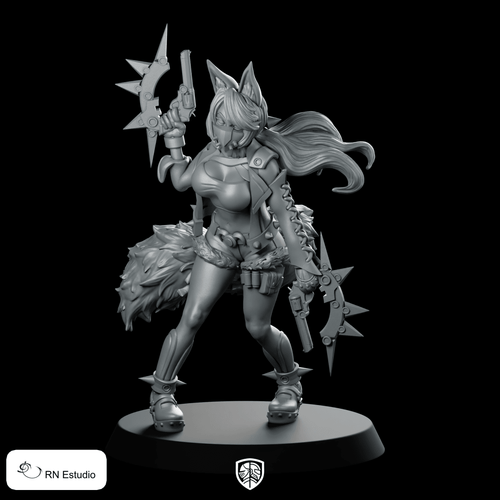 Pulchra Miniature Foxgirl Gunslinger - RN Estudio - We Print Miniatures