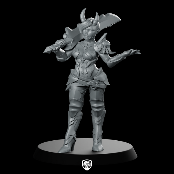 Shaduuna (Female Tiefling Assassin) Miniature Horned Warrior
