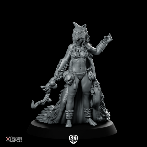 Shaman Amazon Repaired 1 Wolf Miniature Tribal