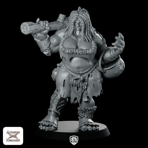 She Ogre Lady Miniature Ogre Huntress - Across The Realms - We Print Miniatures