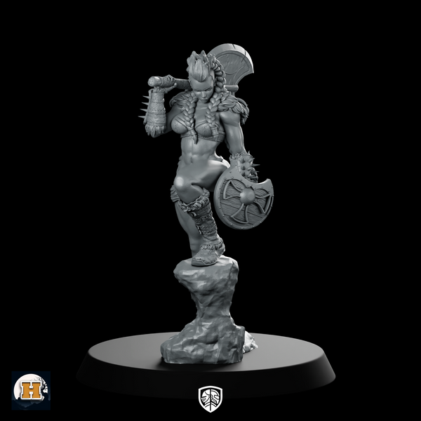 Skorra Bloodfist 32 Miniature Female Barbarian Warrior
