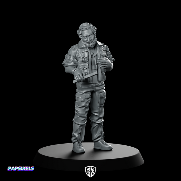 Space Crew Medical Officer Bearded Mercenary Operative