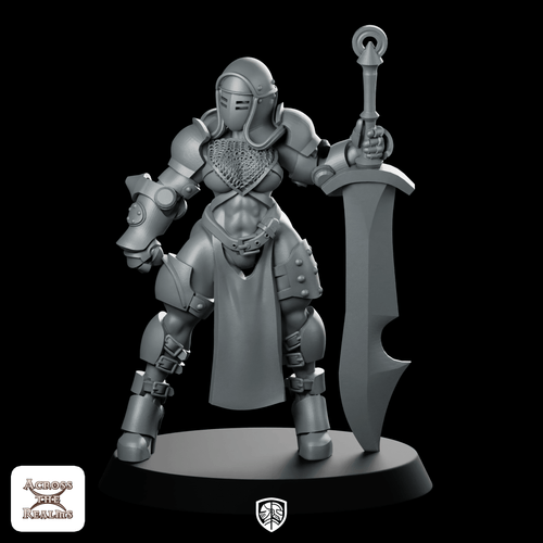 Steel Nun 1 Miniature Armoured Knight Sword - Across The Realms - We Print Miniatures