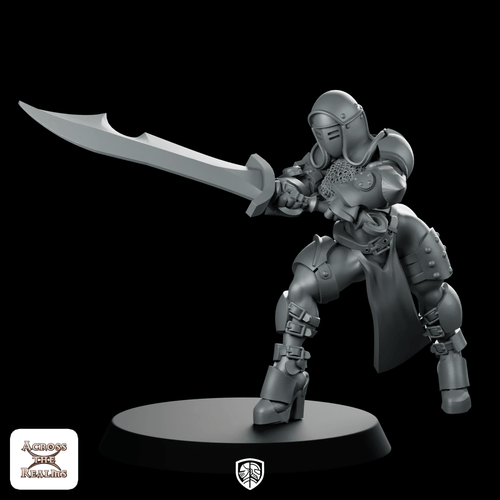 Steel Nun 2 Miniature Armoured Swordswoman - Across The Realms - We Print Miniatures
