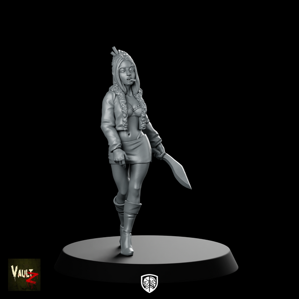 Survivor2 Miniature Survivor Woman Machete Braided Hair