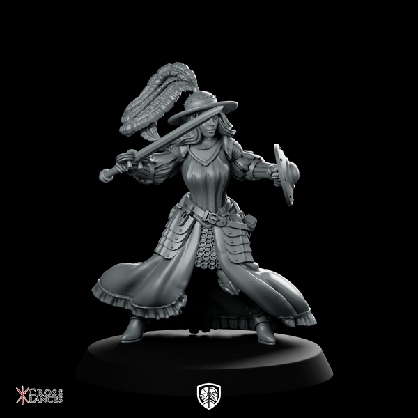 Swordgirl 3 Miniature Duelist Swordswoman Buckler