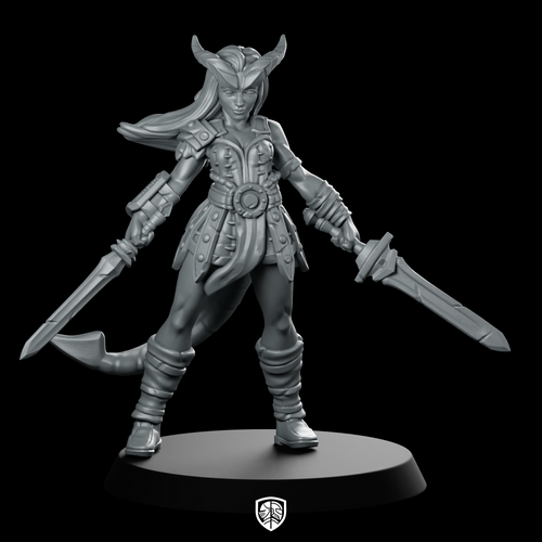 Tiefling Fighter Miniature Horned Duelist