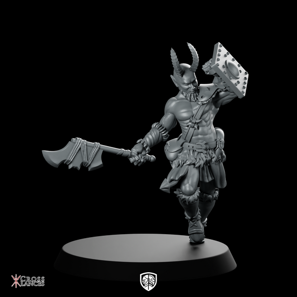 Tiefling Warrior Miniature Horned Demon Axe