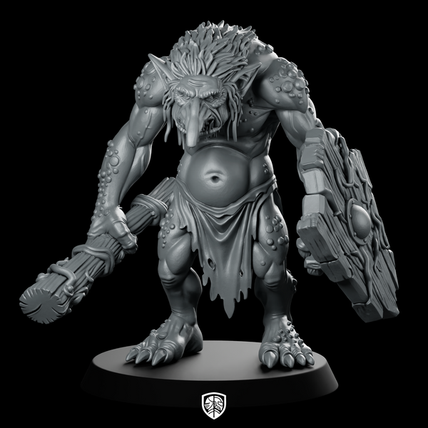 Troll With Club And Shield Miniature Brute