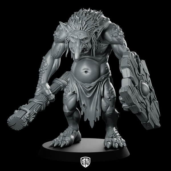 Troll With Club And Shield Miniature Brute