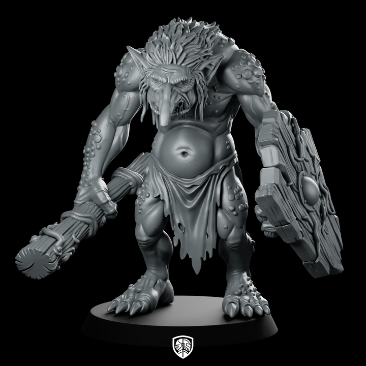 Troll With Club And Shield Miniature Brute