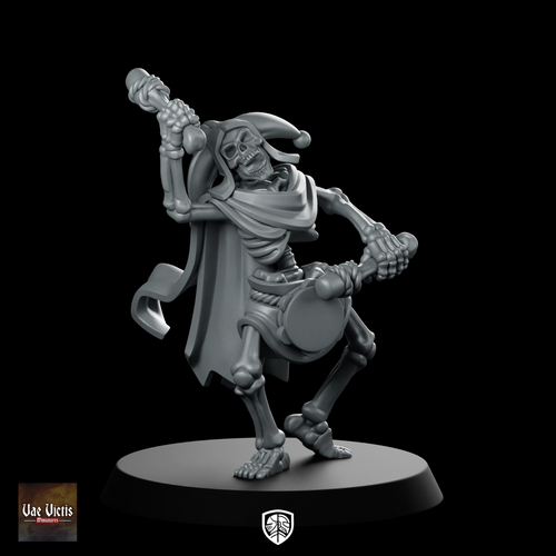 Undead Jester Miniature Skeleton Jester Drummer